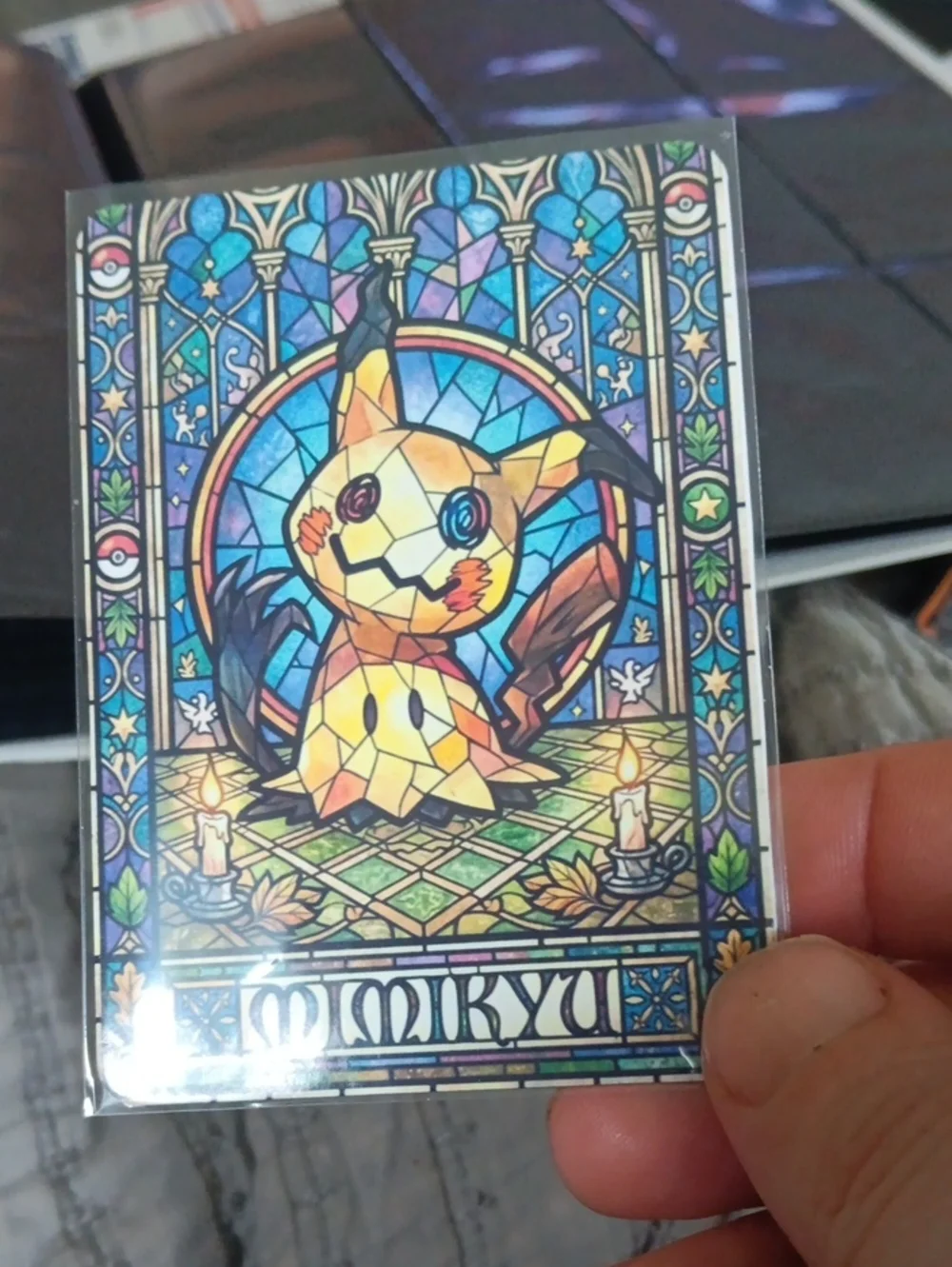Mimikyu Stained-Glass Style Art Print - Vibrant Multi-Color Home Art